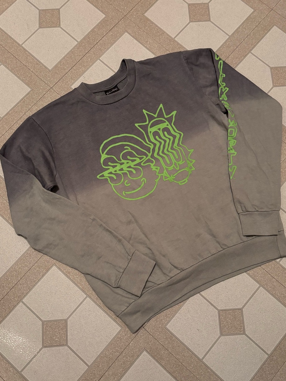 NEW Rick and Morty Adult Swim Acid Neon Green Crewneck Sweatshirt Official